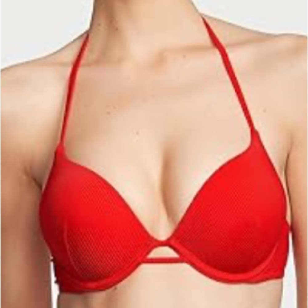 Victoria’s Secret Mix and Match Bombshell Push Up Red Bikini Top Add 2 Cups